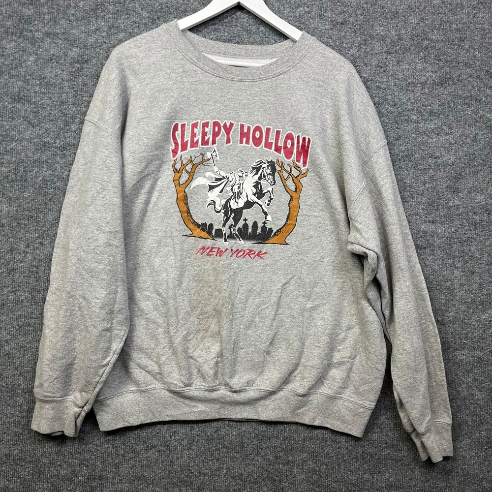 Gildan DryBlend Sleepy Hollow NY Sweatshirt Men's Gray Fleece Long Sleeve - XL